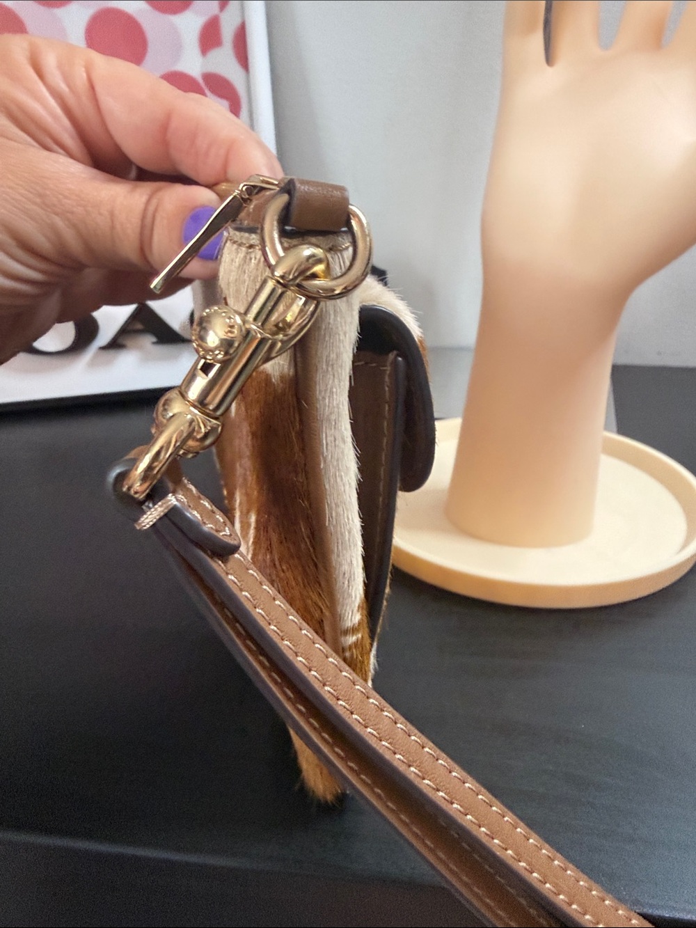 Coach Aston Calf Hair Buckle Wristlet - Picture 5 of 10
